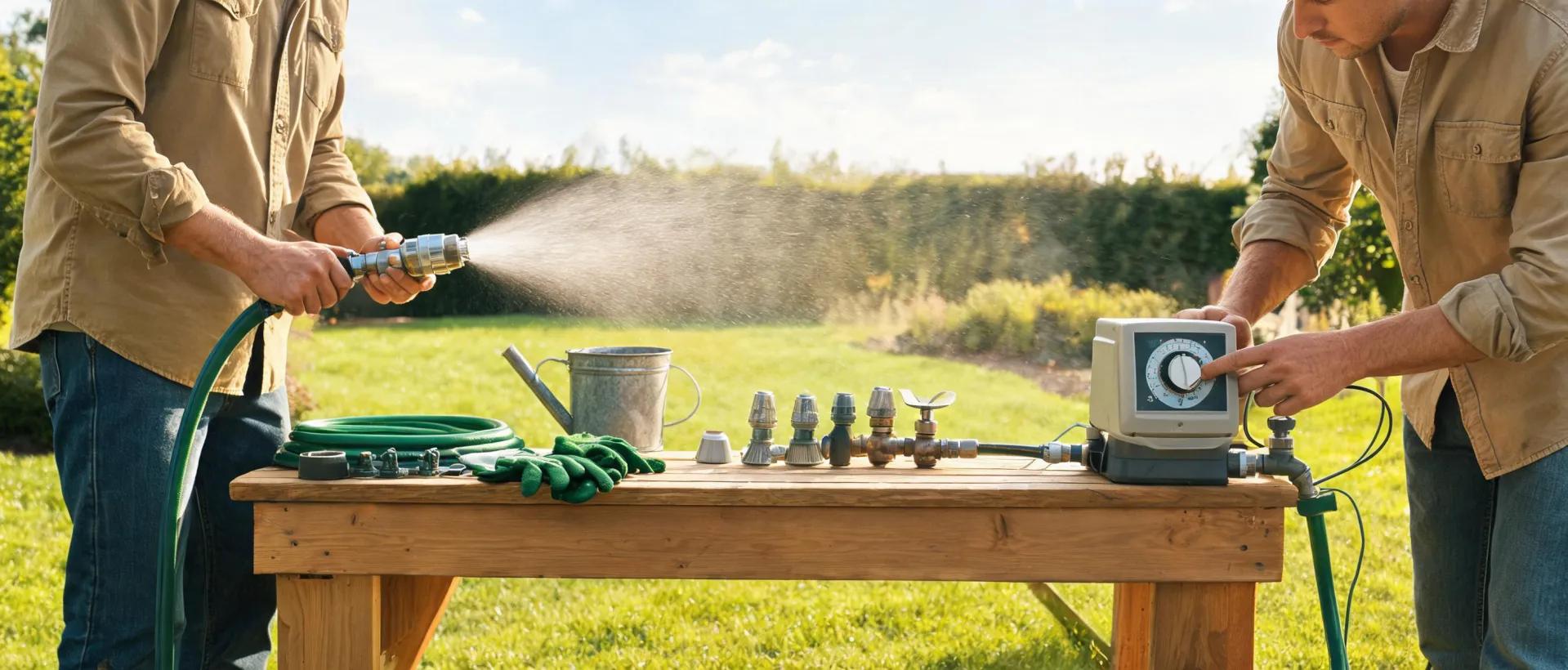 Melnor product team testing garden watering tools