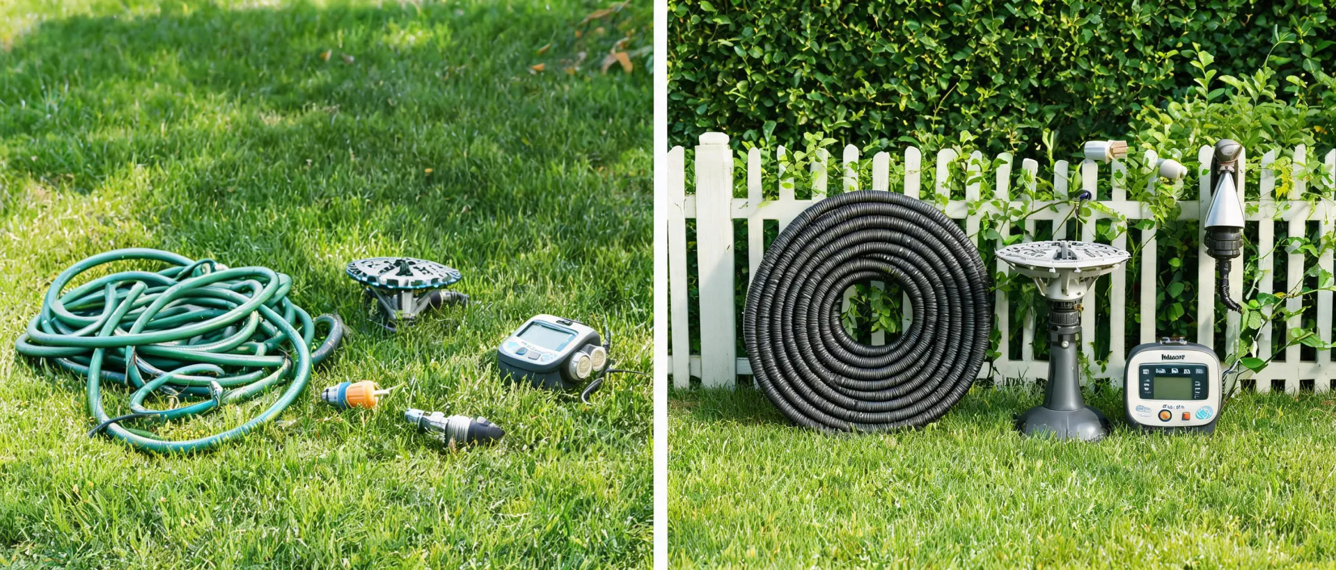 Before and after comparison of yard watering product selection