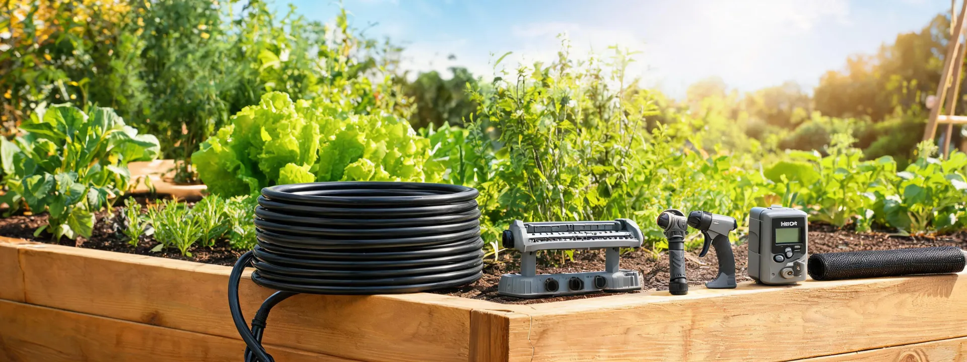 Melnor watering products arranged for lawn and garden use